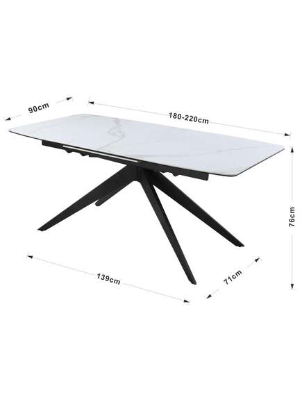 Galds COSMO 180-240×90 Ceramic White