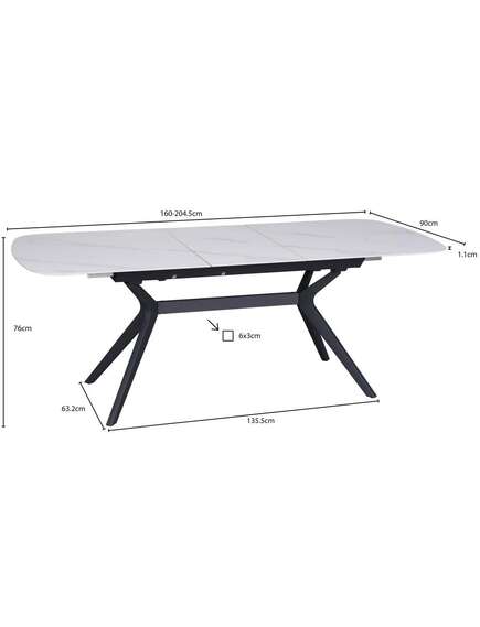 Galds DELF 160-204×90 Ceramic White